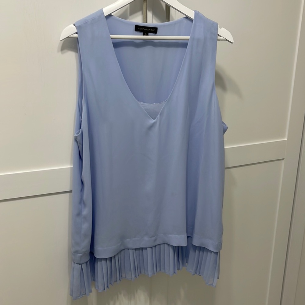 Light Blue Sleeveless Top with Pleats